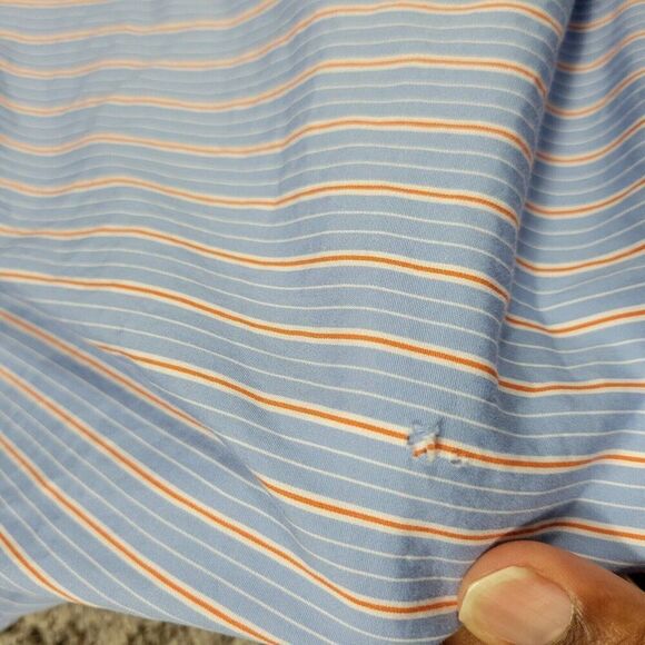 Polo Ralph Lauren Shirt Mens 16 34/35 Blue Orange Long Sleeve Estate Stripe FLAW - Picture 7 of 8